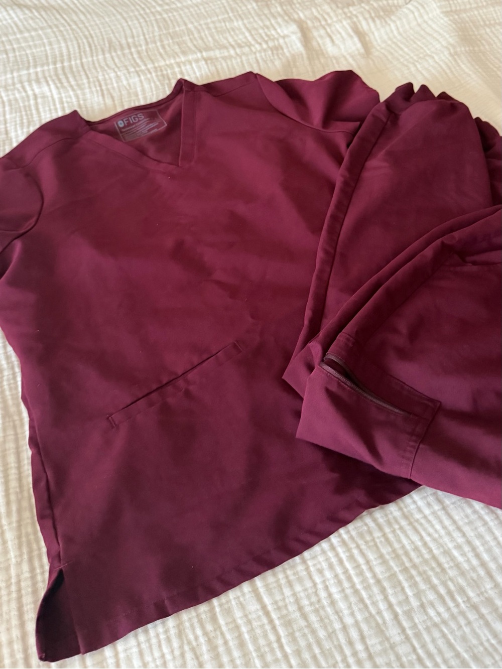 Figs Two-Piece Medical Scrub Set in Burgundy